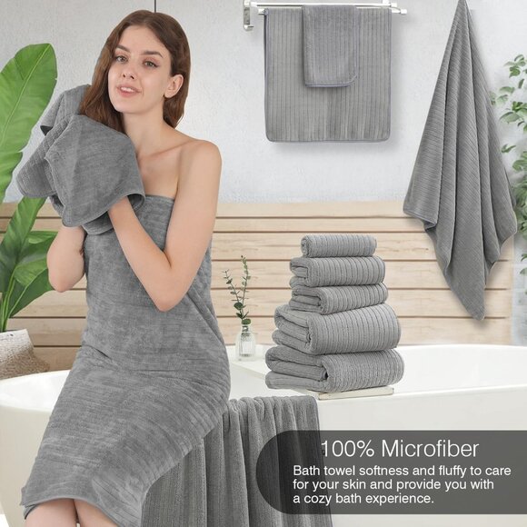 18-Piece Grey Towel Set - Includes Bath Towels, Hand Towels & Washcloths - Picture 5 of 9